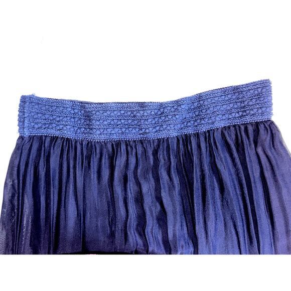 Y2K Silk Navy Blue Tiered Asymmetrical Skirt Womens Medium Fairygoth Whimsigoth - Picture 5 of 9